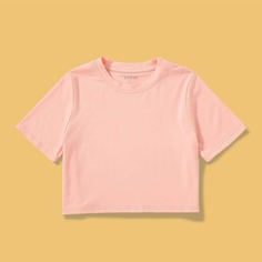 Одноцветный Повседневный Футболки Shein