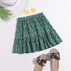 С оборками цветочный Бохо Юбки Shein