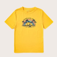 С карикатурой Повседневный Футболки Shein