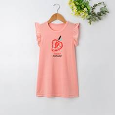 с оборками буква Повседневный Платья для девочек Shein