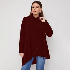 Длинная блузка размера плюс с узлом Shein