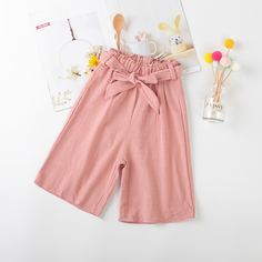 Пояс Одноцветный Повседневный Брюки для маленьких девочек Shein