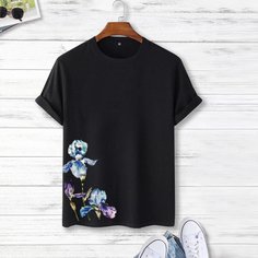 Цветочный Повседневный Мужские футболки Shein