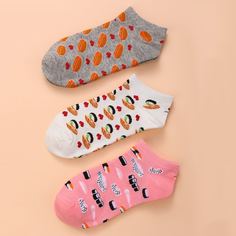 3 пары носки с принтом сердечка Shein