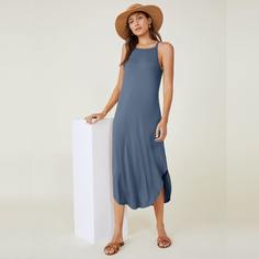Однотонное платье на бретельках Shein