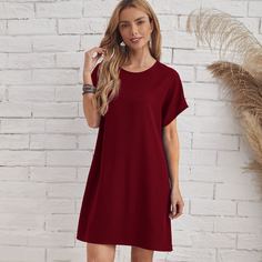 Однотонное платье с оригинальным рукавом Shein
