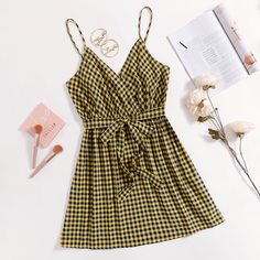 На запах Клетчатый Повседневный Платья размер плюс Shein