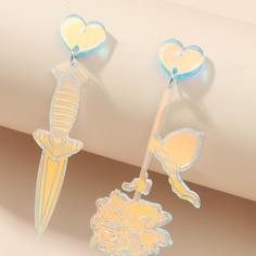 Акриловые непарные серьги с цветком Shein