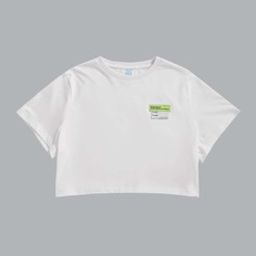 Короткая футболка с заплатками Shein