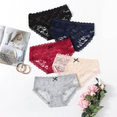 5 пакетов трусики с цветочным кружевом Shein