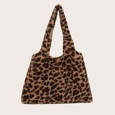 Плюшевая сумка-тоут с леопардовым принтом Shein