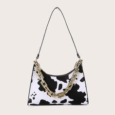 Сумка на плечо с цепочкой и коровьим узором Shein