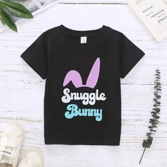 С карикатурой Повседневный Футболки для маленьких девочек Shein