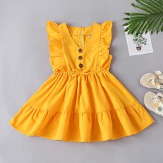 Платье с оборкой и пуговицами для девочек Shein