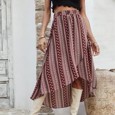 Асимметричная юбка с цветочным принтом Shein