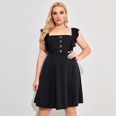 Платье размера плюс с оборками и пуговицами Shein