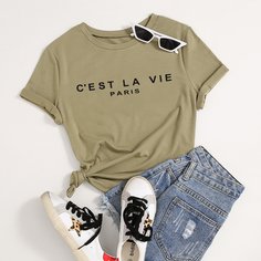 Футболка с текстовым принтом Shein