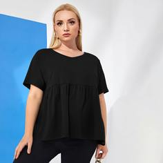 Однотонная футболка размера плюс Shein