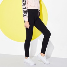Однотонные Леггинсы С Эластичной Талией Для Девочек Shein