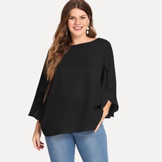 Однотонный топ с оригинальным рукавом размера плюс Shein