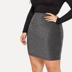 Размер плюс блестящая облегающая юбка с эластичной талией Shein