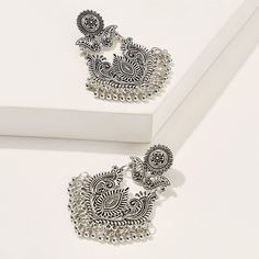 Этнические Серьги Из белого Металла Shein