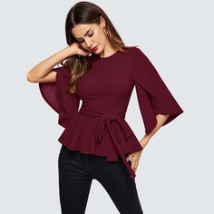 Блуза С Баской И Длинным Рукавом Тюльпан Shein