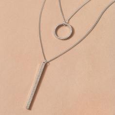 Многослойное ожерелье с подвеской и стразами 1шт Shein