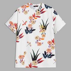 Мужская футболка с цветочным принтом Shein