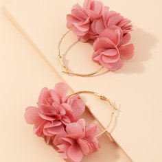 Серьги-кольца с цветочным декором Shein