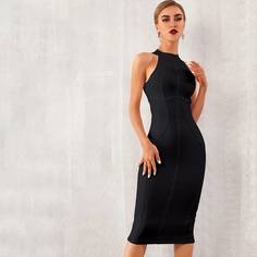 однотонное платье с молнией сзади Shein