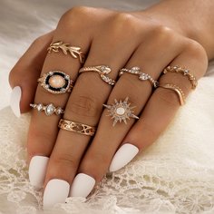 Кольцо со стразами 9шт Shein