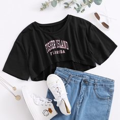 Футболка с текстовым принтом Shein