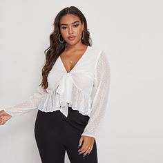 Топ размера плюс с узлом Shein