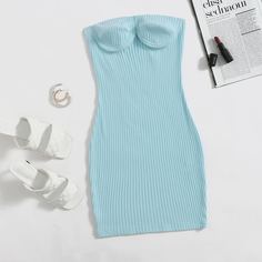 Трикотажное платье без бретелек Shein