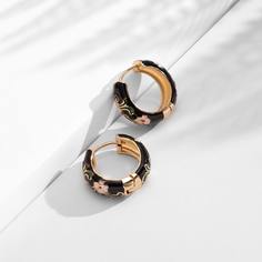 Серьги-кольца с узором цветка Shein