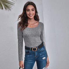 Вязаный топ в рубчик Shein