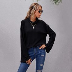 Шнуровка Одноцветный Повседневный Футболки Shein
