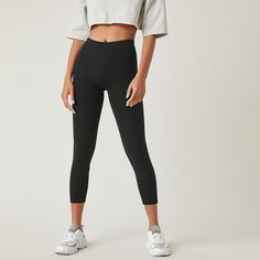 Однотонные леггинсы капри Shein