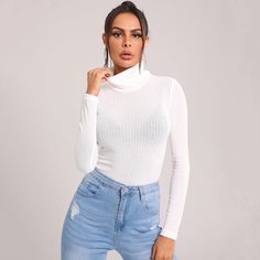 Футболка с высоким воротником Shein