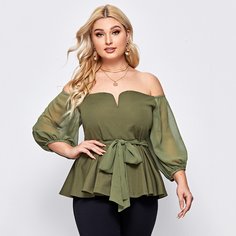 Топ с поясом и открытыми плечами Shein