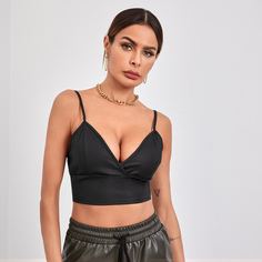 Укороченный топ Bralette из искусственной кожи Shein