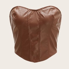Асимметричный топ из искусственной кожи без бретелек Shein