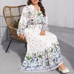 С оборками Цветочный Повседневный Платья размер плюс Shein