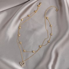 Многослойное ожерелье с сердечком и стразами Shein