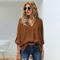 Асимметричный Одноцветный Повседневный Блузы Shein