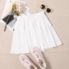 Однотонная юбка с оборкой Shein