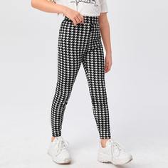 Пуговица Хаундстут Повседневный Брюки для девочек Shein