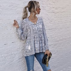 Блузка с асимметричным низом и принтом Shein