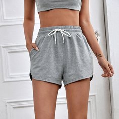 на кулиске Одноцветный Спортивный Шорты Shein